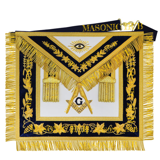 Handmade Masonic Master Mason Apron with Compasses &amp; Square- Genuine Lambskin