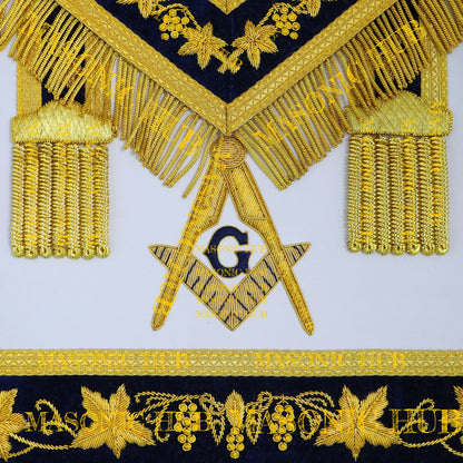 Handmade Masonic Master Mason Apron with Compasses &amp; Square- Genuine Lambskin