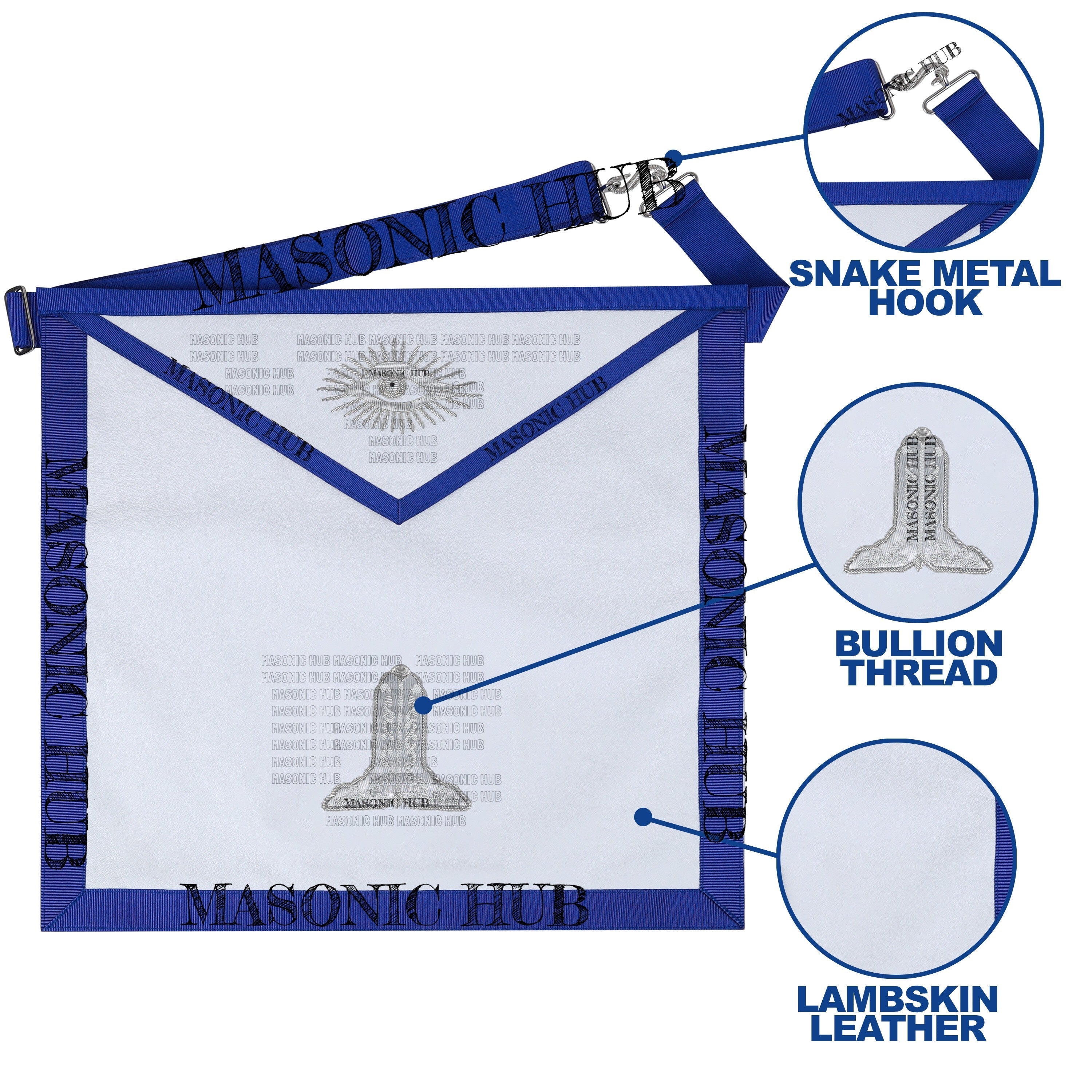 Masonic Texas Regulation Senior Warden Officer Apron with Eye - Handcrafted My Store