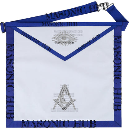 Texas Regulation Masonic Blue Lodge Officer Apron Set – 11-Piece Silver Embroidered Regalia with All-Seeing Eye
