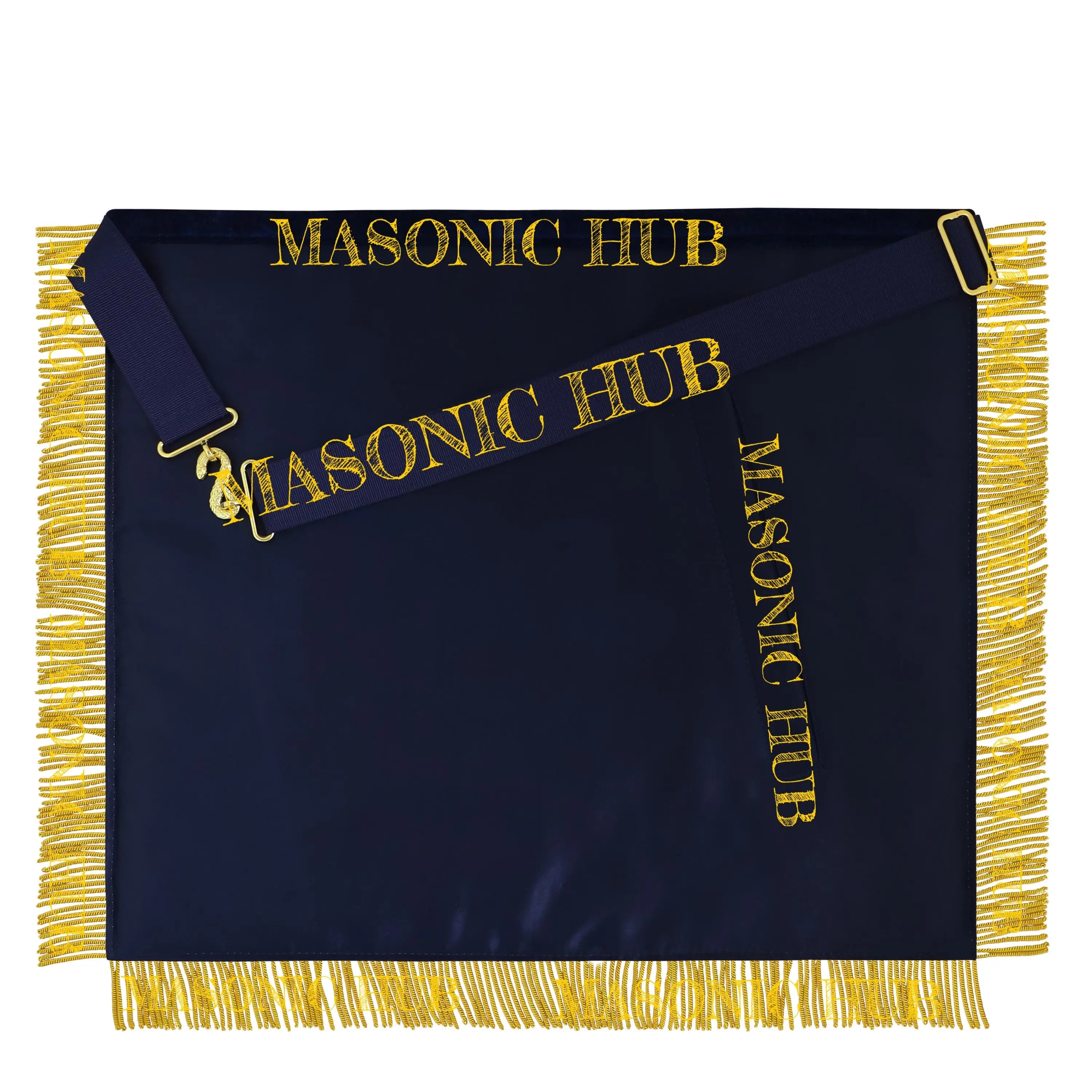 Handmade Masonic Master Mason Apron with Compasses &amp; Square- Genuine Lambskin Masonic Hub