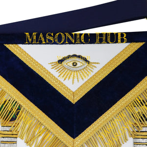 Masonic Master Mason Apron – Hand-Embroidered Navy Blue Velvet Masonic Hub
