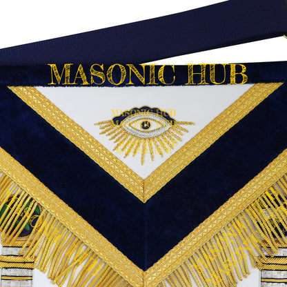 Masonic Master Mason Apron – Hand-Embroidered Navy Blue Velvet