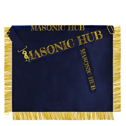 Masonic Master Mason Apron – Hand-Embroidered Navy Blue Velvet