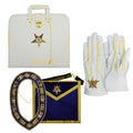 Handmade OES Masonic Apron Set – Eastern Star Apron with G Compass & Square, Chain Collar, Gloves, , and Apron Case Masonic Hub