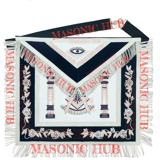 Masonic Past Master Lambskin Leather Apron - Hand Embroidered Freemason Regalia