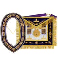 Masonic Past Master Apron & Chain Collar Set - Sun Emblem - Wine Work - Hand-Embroidered Lambskin - Purple Velvet - Freemason Regalia Masonic Hub