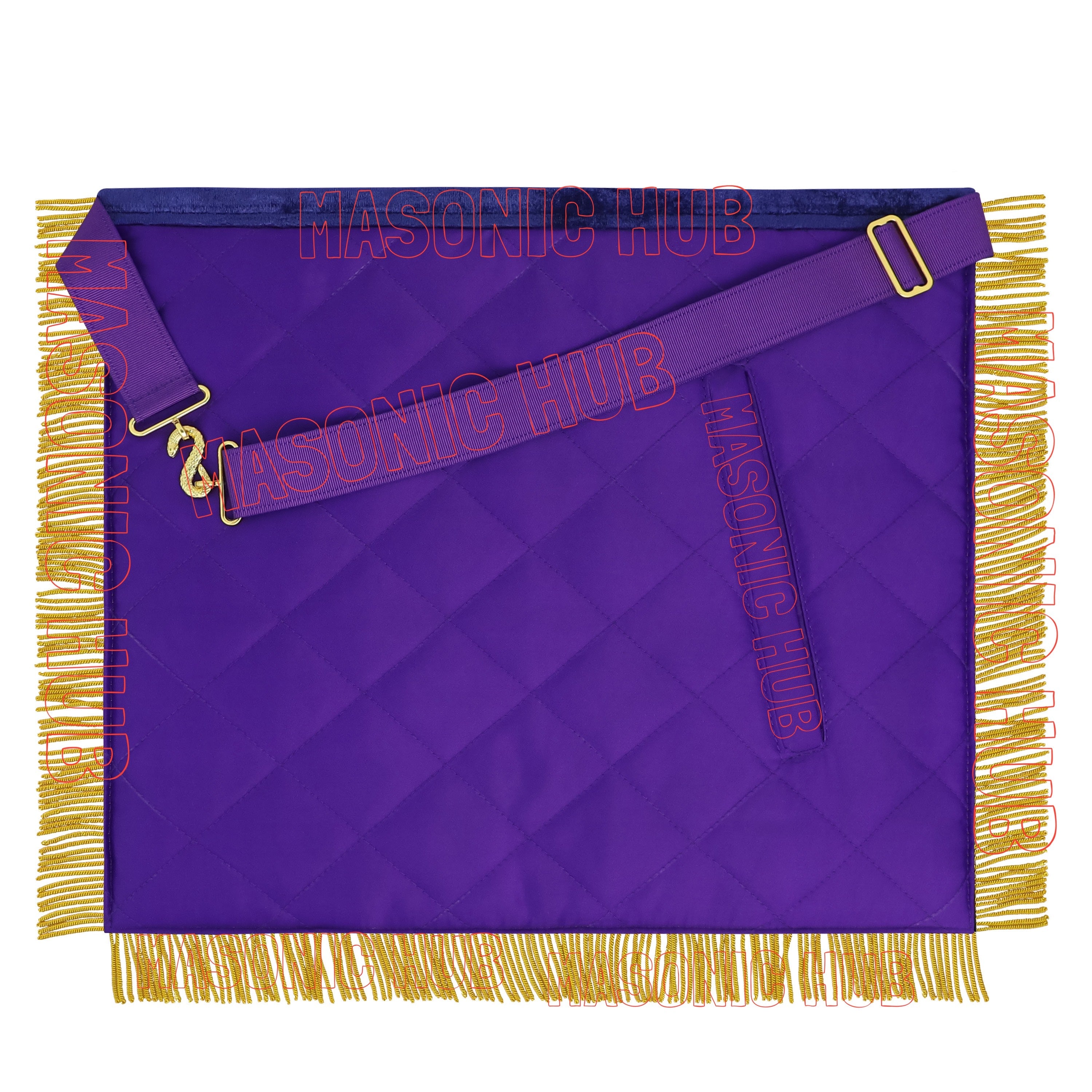 Masonic Past Master Apron & Chain Collar Set - Sun Emblem - Wine Work - Hand-Embroidered Lambskin - Purple Velvet - Freemason Regalia Masonic Hub