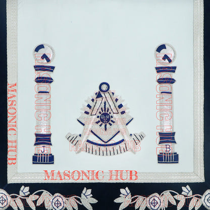 Masonic Past Master Lambskin Leather Apron - Hand Embroidered Freemason Regalia