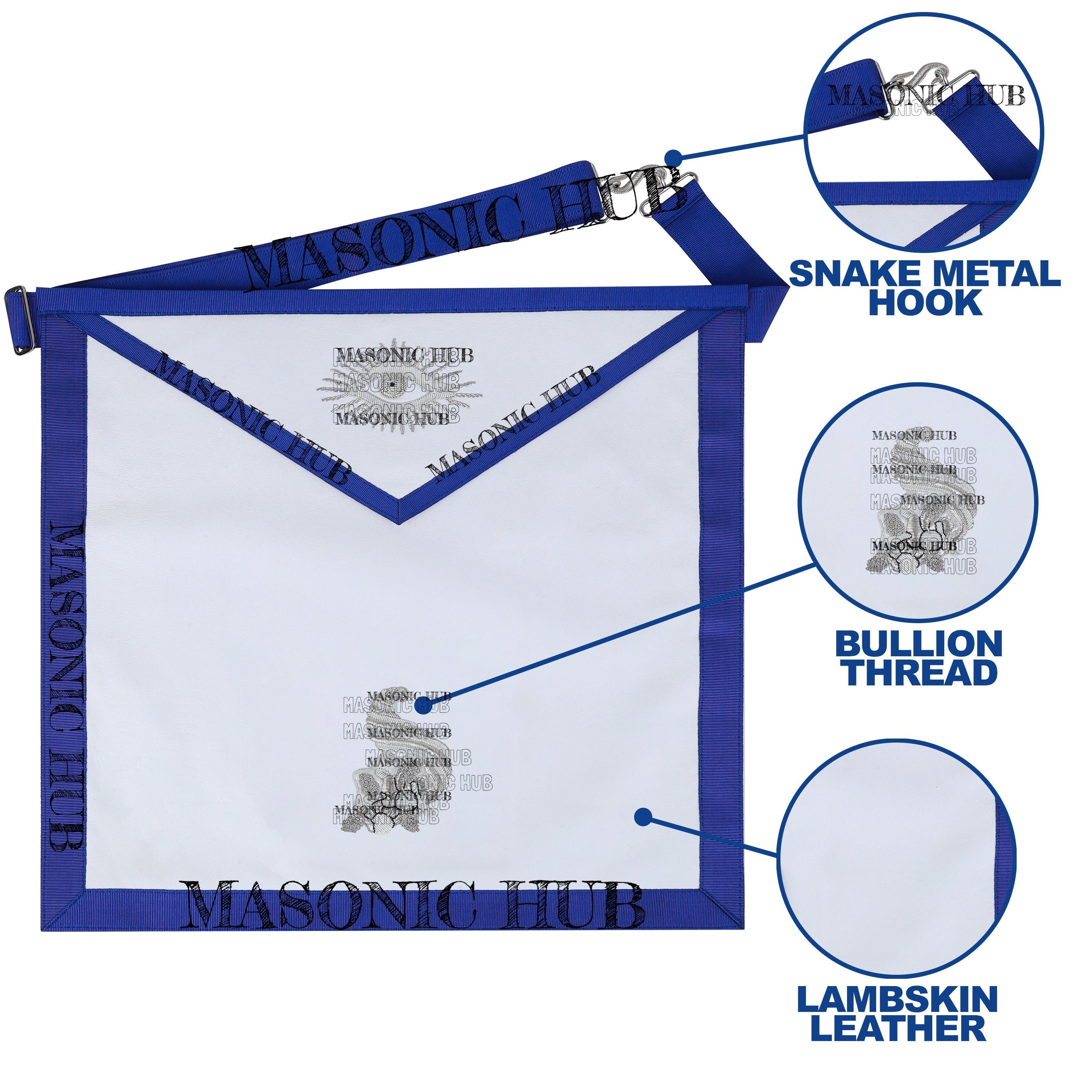 Masonic Texas Regulation Sr. Steward Officer Apron with Eye Emblem - Handcrafted My Store