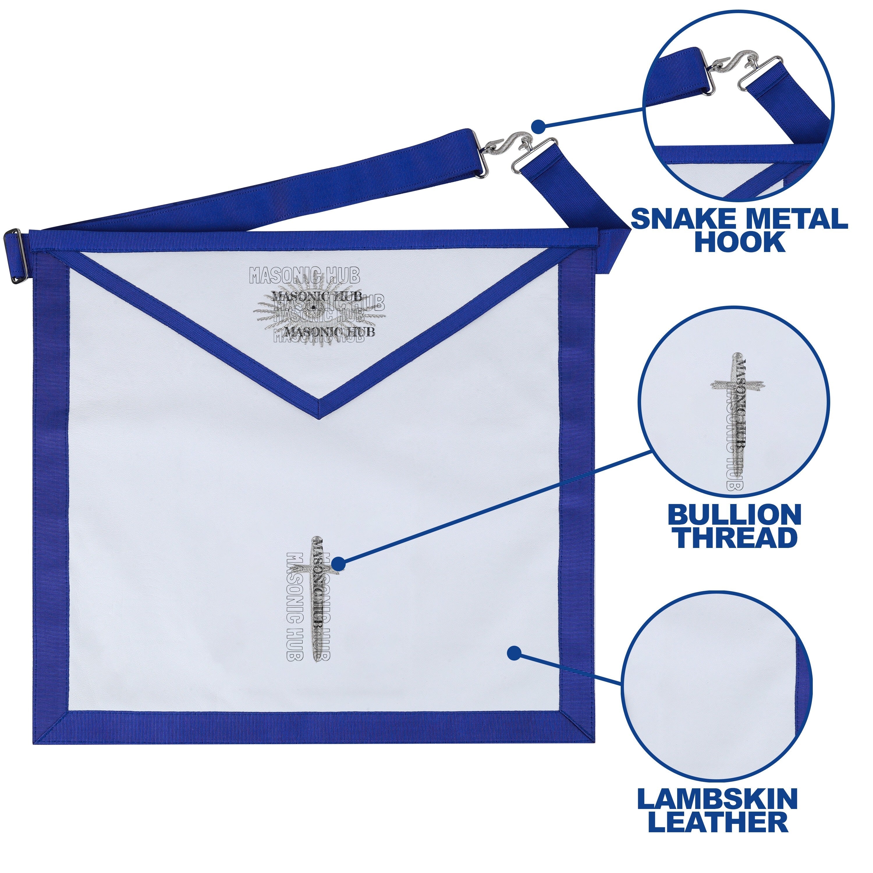 Masonic Texas Regulation Tyler Officer Apron with Eye Emblem - Handcrafted 16x16 My Store