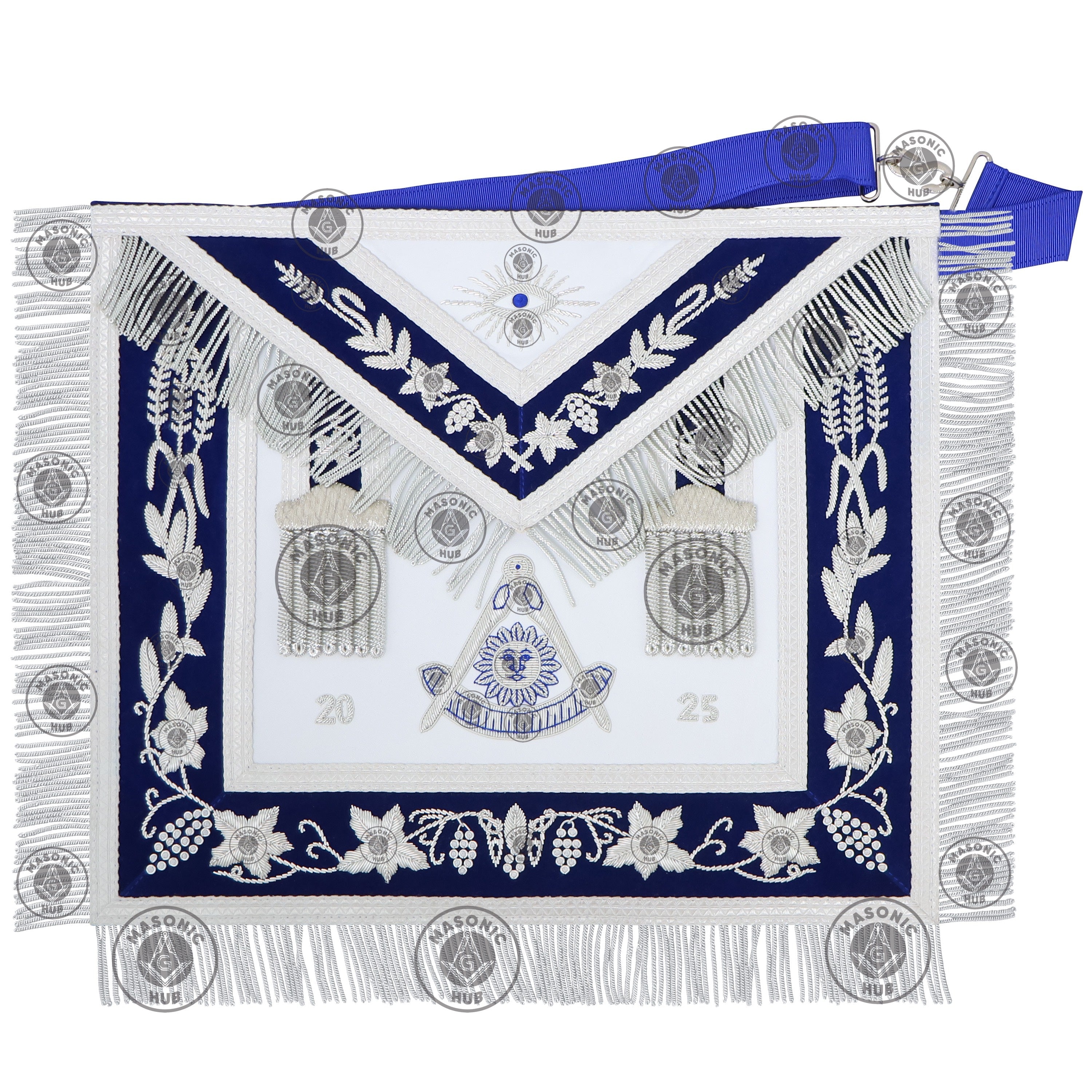 Handmade Masonic Past Master Apron with Compasses & Quadrant - Genuine Lambskin Masonic Hub