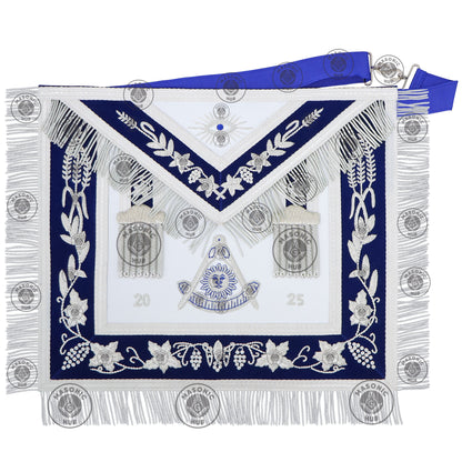 Handmade Masonic Past Master Apron with Compasses & Quadrant - Genuine Lambskin
