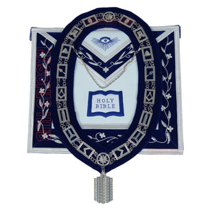Freemason Blue Lodge Chaplain Apron 100% Lambskin Leather with Chain Collar & Jewel – Masonic Officer Regalia Masonic Hub