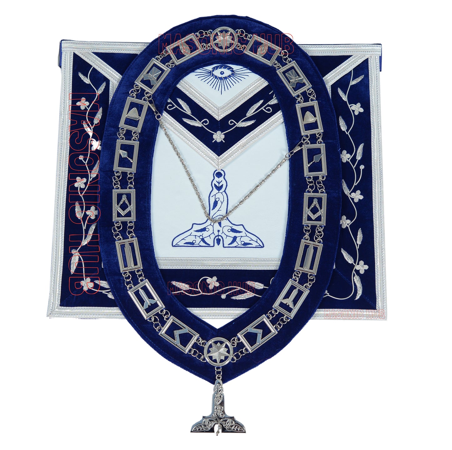 Freemason Blue Lodge Senior Warden Apron 100% Lambskin Leather with Chain Collar & Jewel – Masonic Officer Regalia