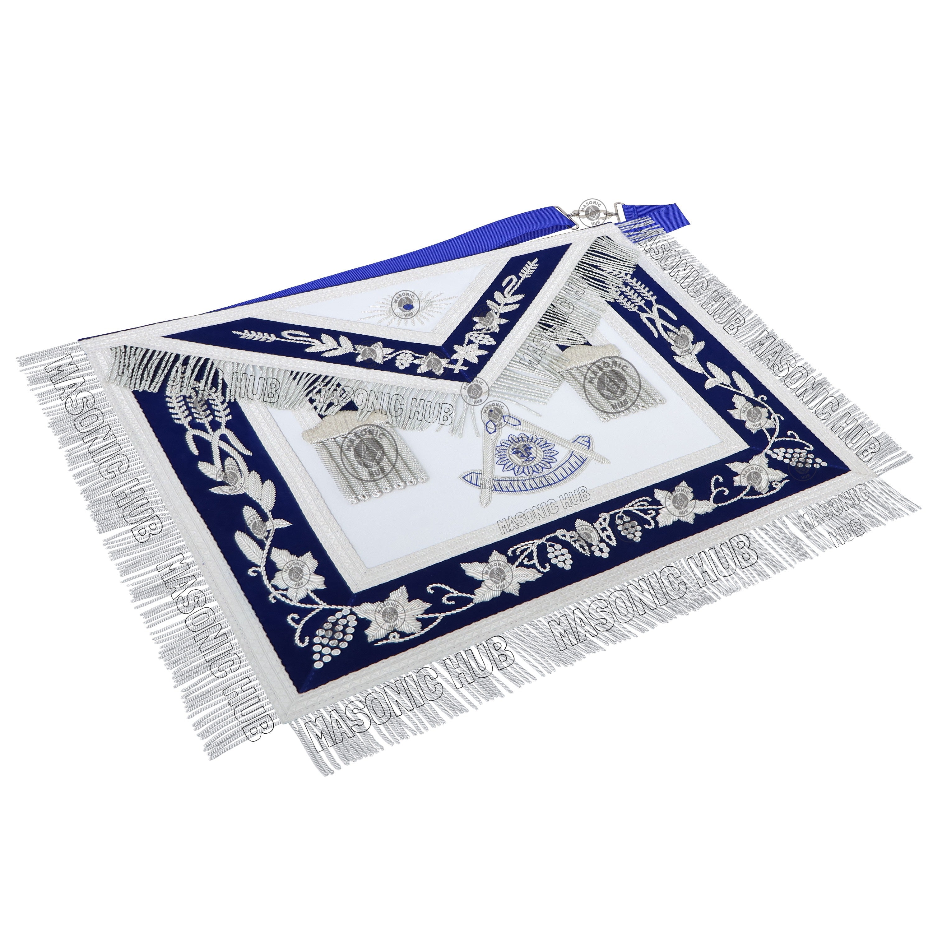 Handmade Masonic Past Master Apron with Compasses & Quadrant - Genuine Lambskin Masonic Hub