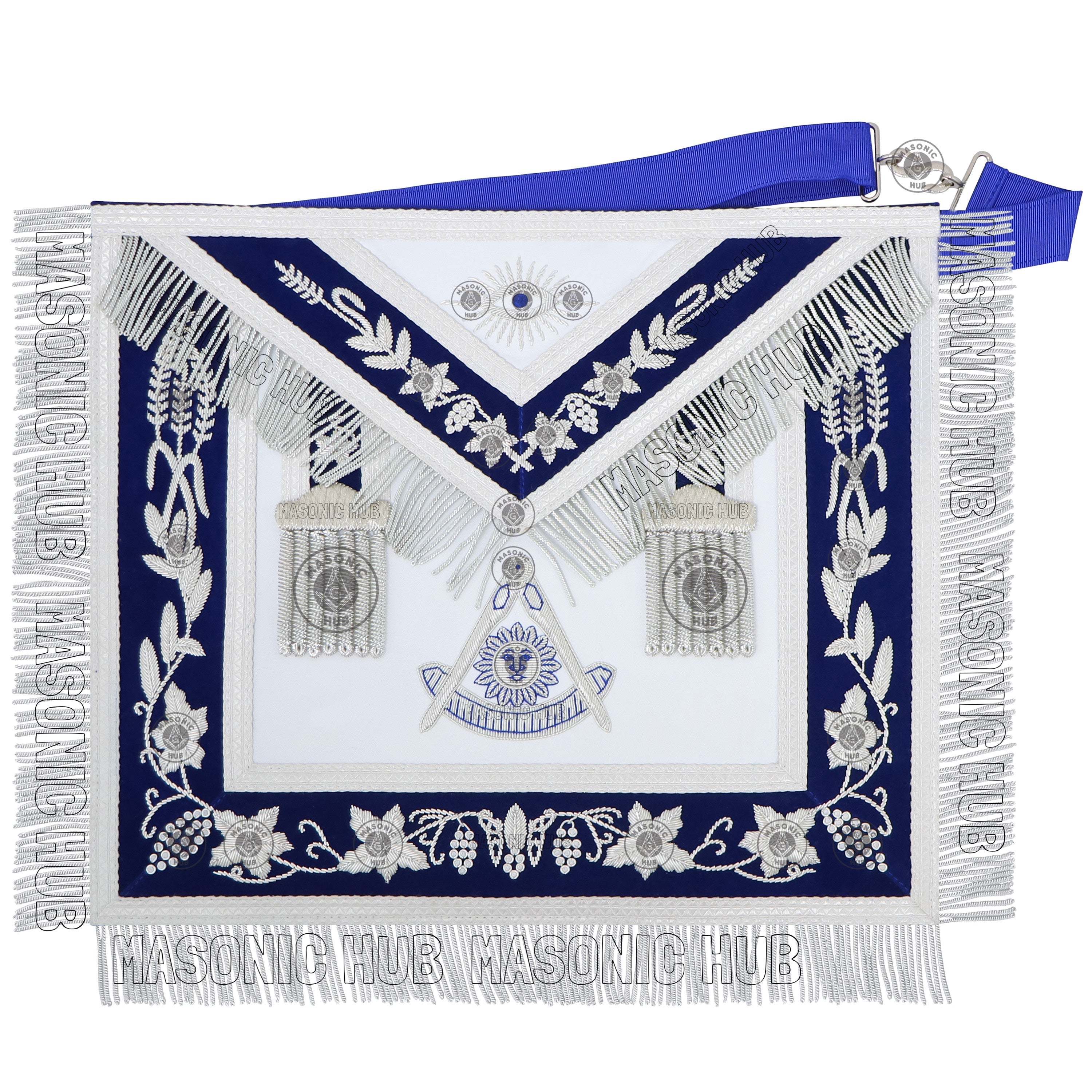 Handmade Masonic Past Master Apron with Compasses & Quadrant - Genuine Lambskin Masonic Hub