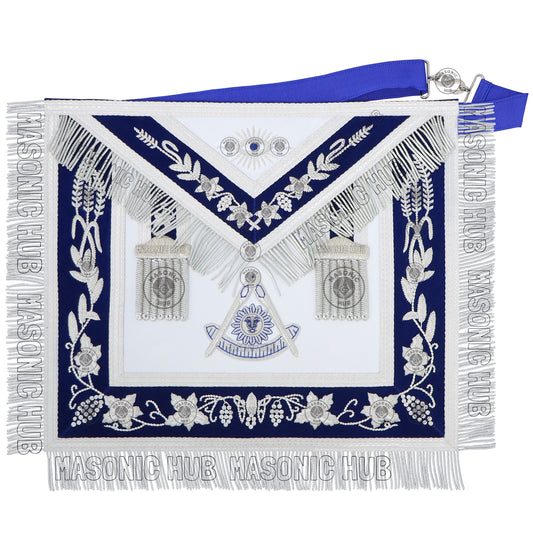 Handmade Masonic Past Master Apron with Compasses & Quadrant - Genuine Lambskin