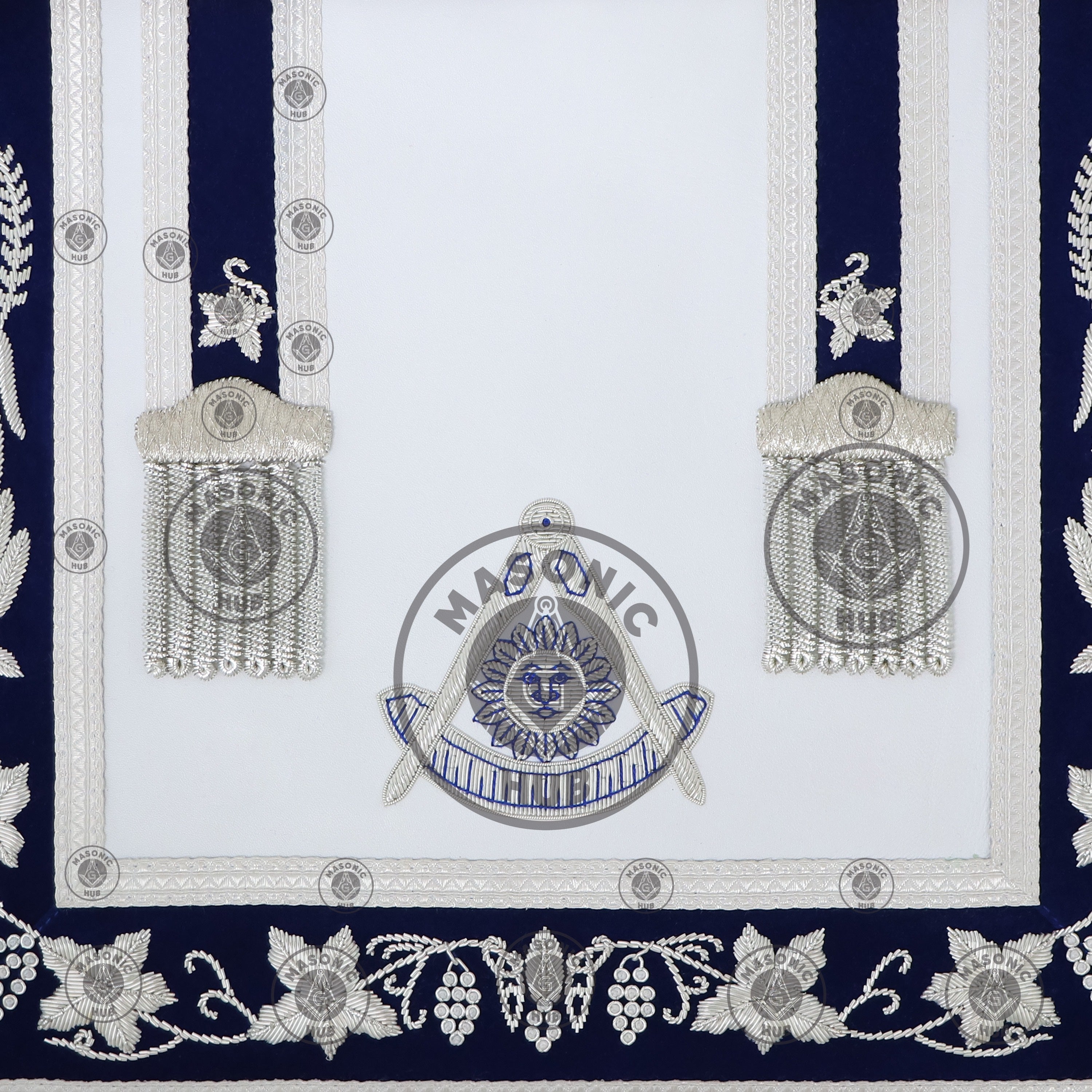 Handmade Masonic Past Master Apron with Compasses & Quadrant - Genuine Lambskin Masonic Hub