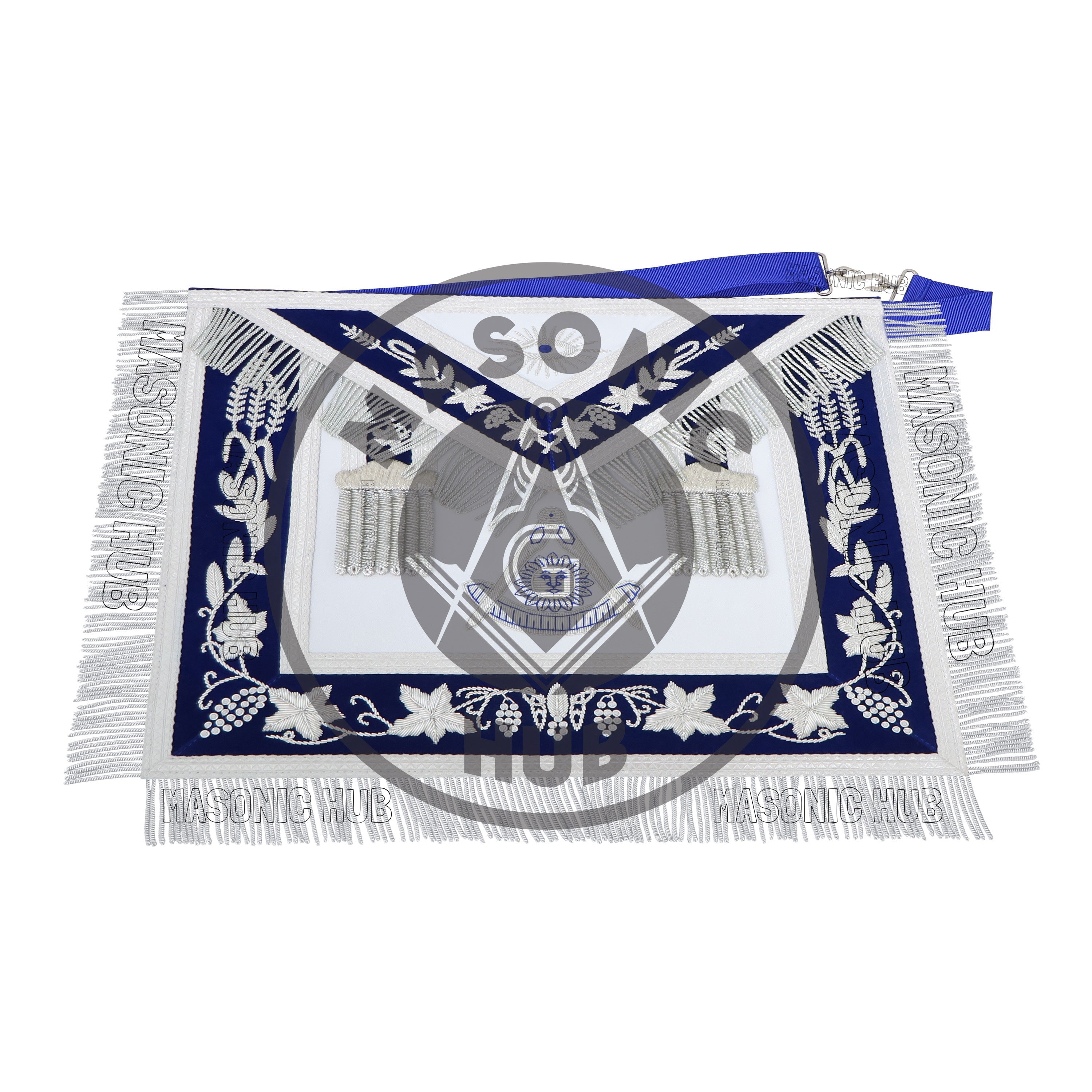 Handmade Masonic Past Master Apron with Compasses & Quadrant - Genuine Lambskin Masonic Hub