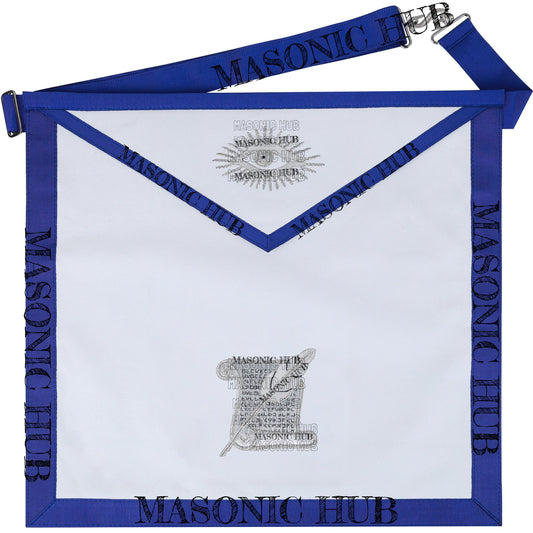 Masonic Texas Regulation Historian Officer Apron with Eye Emblem - Handcrafted