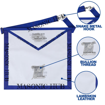 Masonic Texas Regulation Historian Officer Apron with Eye Emblem - Handcrafted
