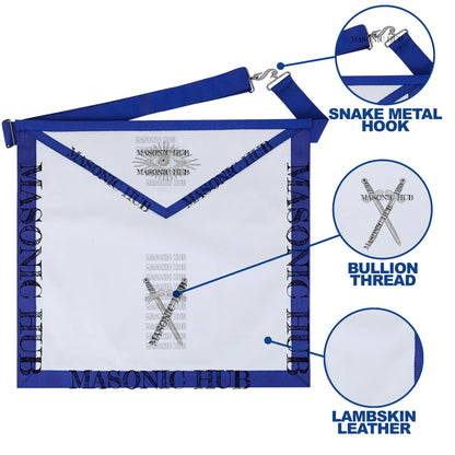 Masonic Texas Regulation Sentinel Officer Apron with Eye Emblem - Handcrafted
