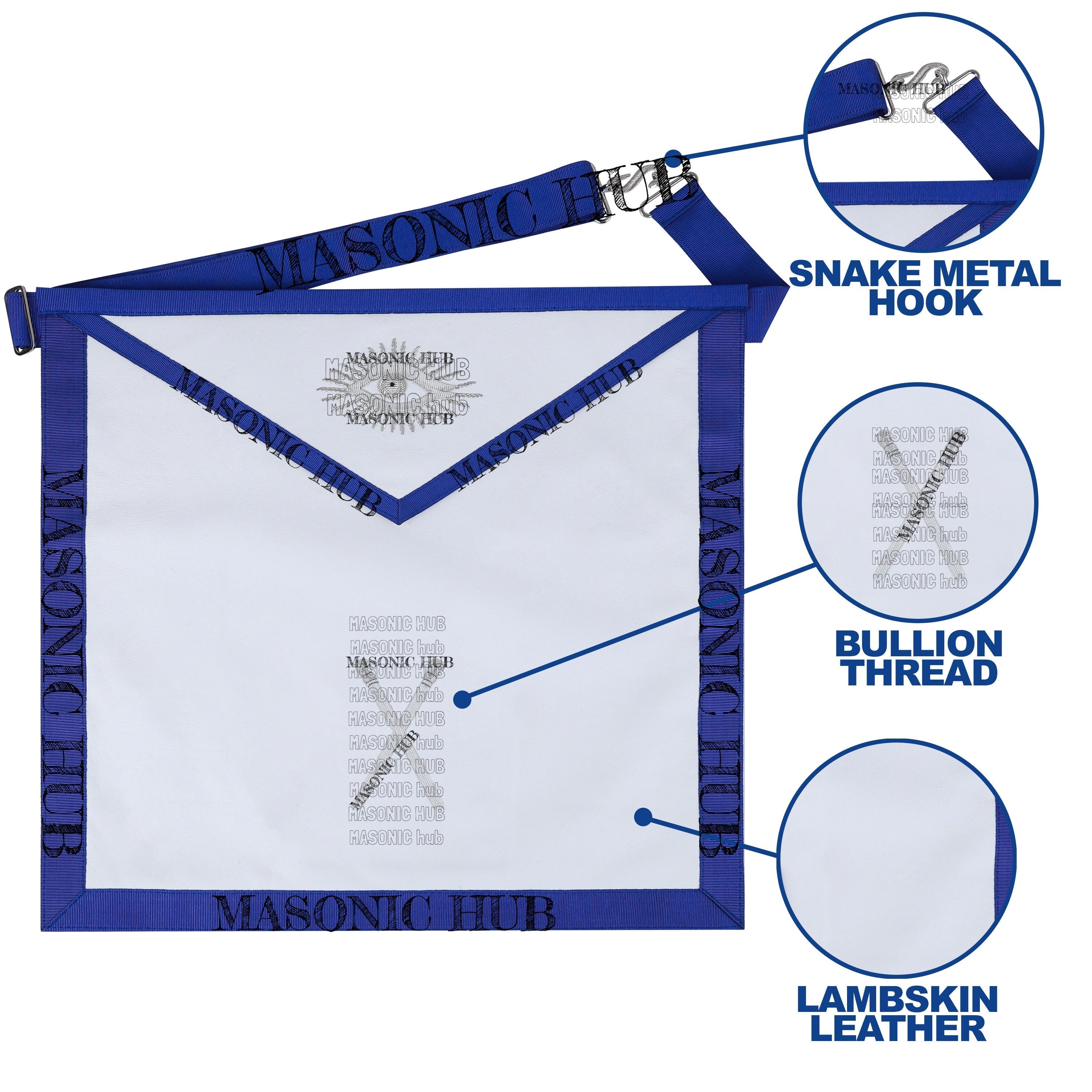 Masonic Texas Regulation Master of Ceremonies Officer Apron with Eye Emblem My Store