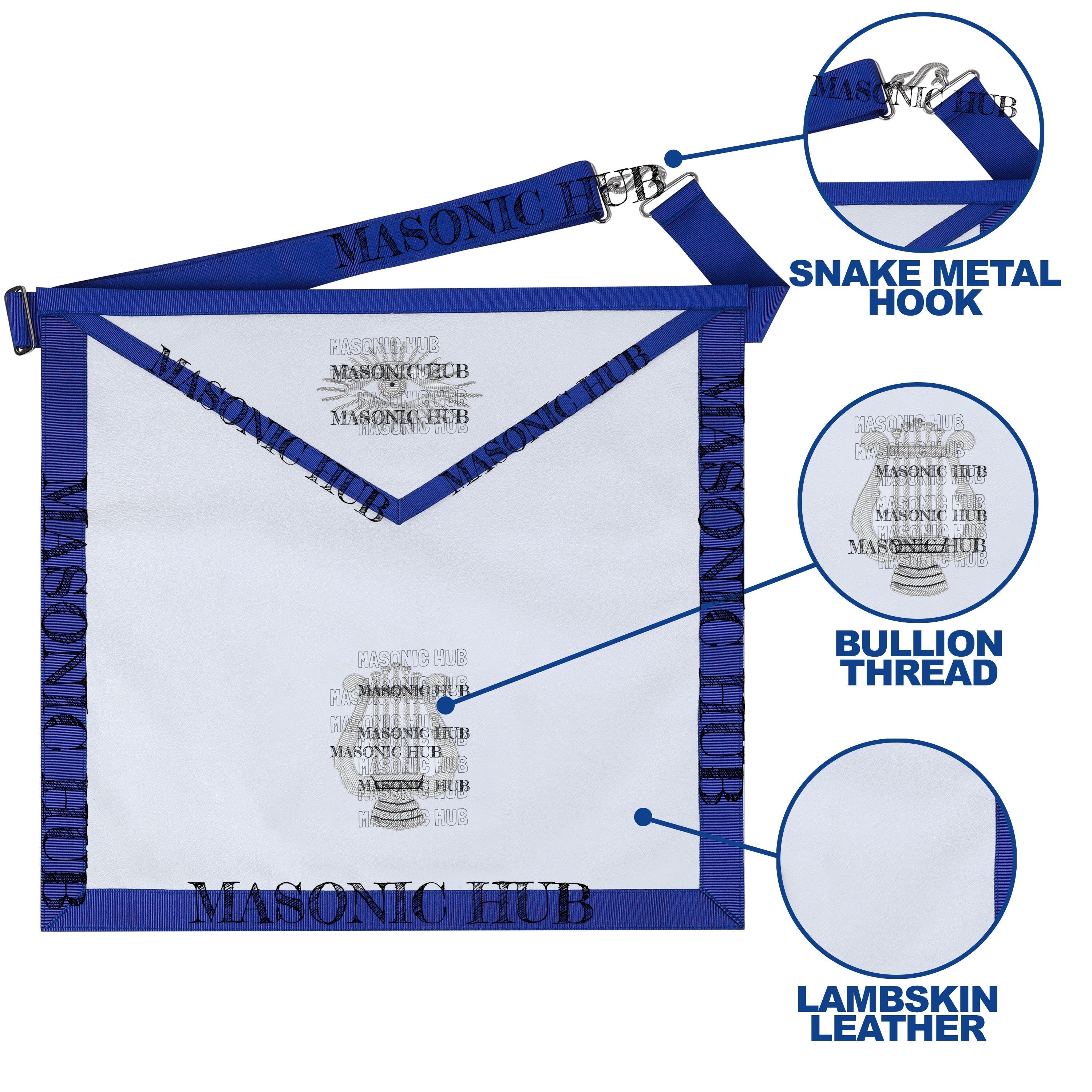 Masonic Texas Regulation Organist Officer Apron with Eye Emblem - Handcrafted My Store