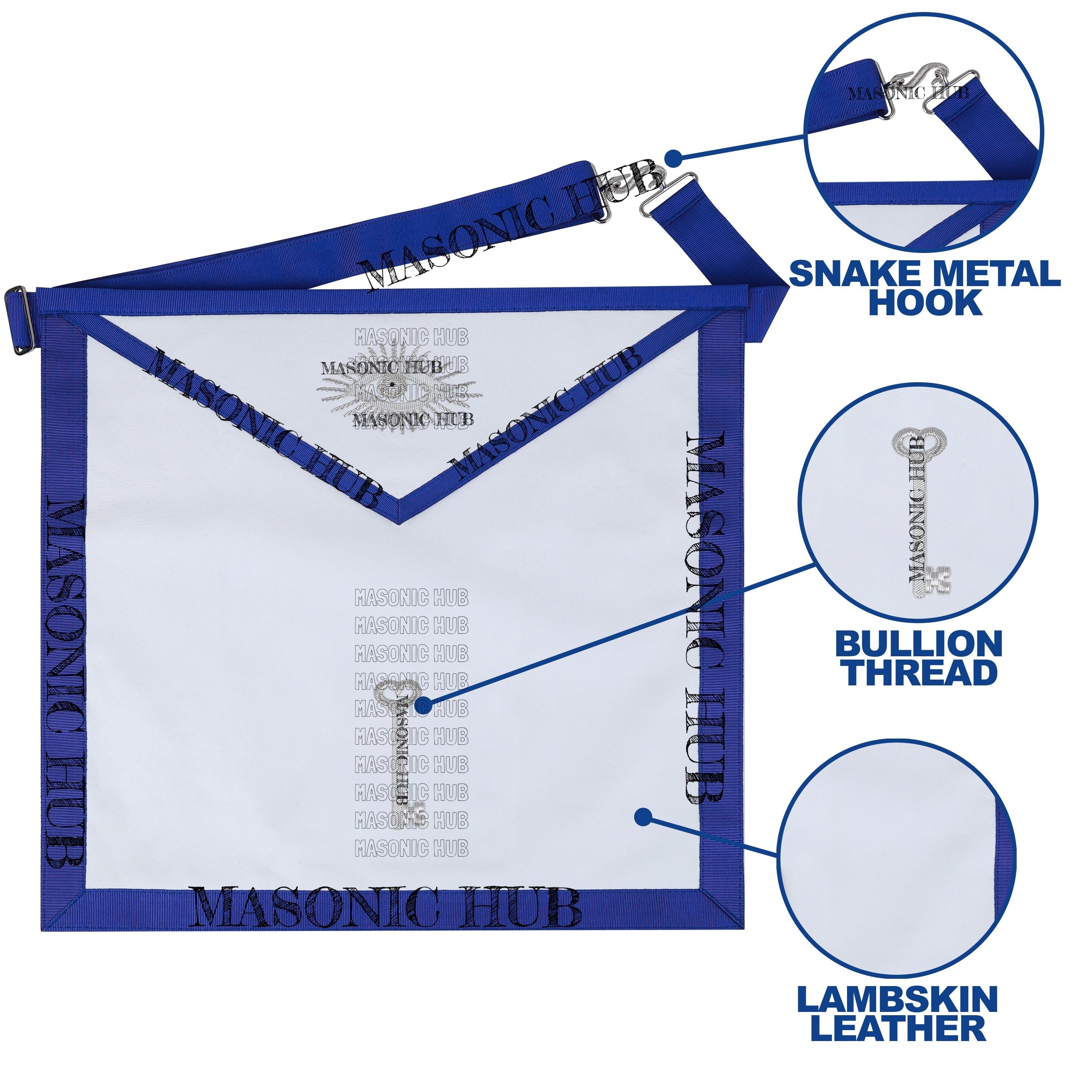 Masonic Texas Regulation Trustee Officer Apron with Eye Emblem - Handcrafted My Store