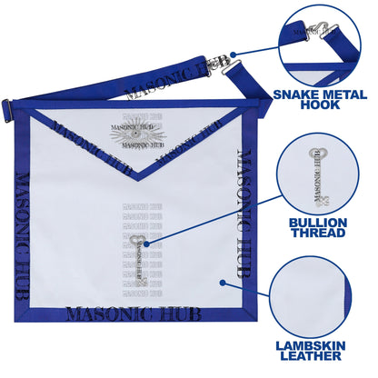 Masonic Texas Regulation Trustee Officer Apron with Eye Emblem - Handcrafted