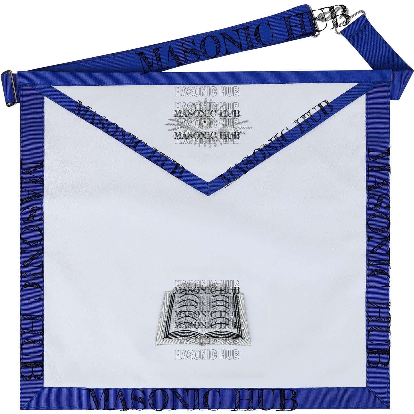 Texas Regulation Masonic Blue Lodge Officer Apron Set – 11-Piece Silver Embroidered Regalia with All-Seeing Eye