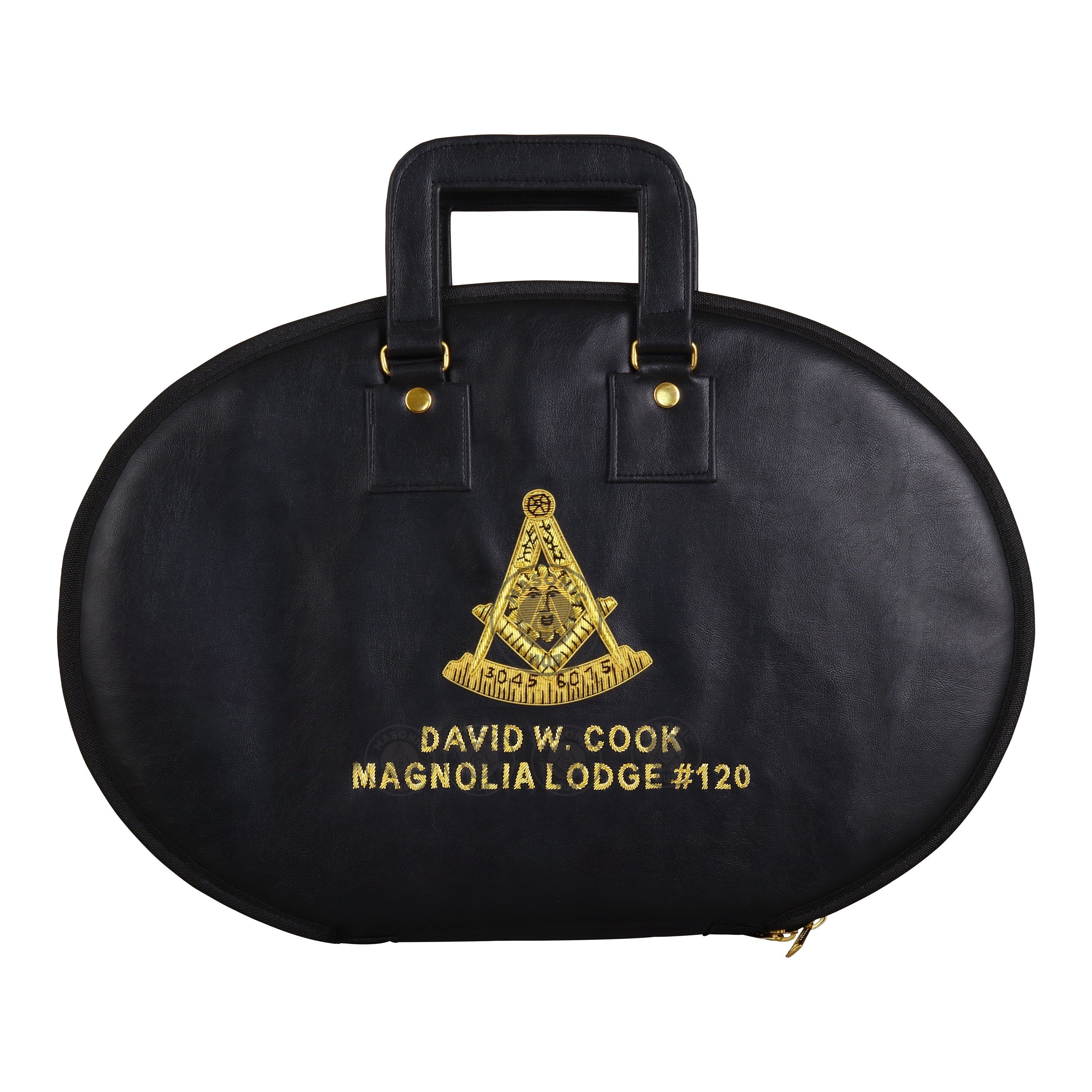 Masonic Hand Embroidered Past Master Chain Collar Case with Handle [ BLACK ] Masonic Hub