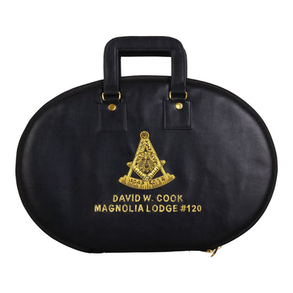 Masonic Hand Embroidered Past Master Chain Collar Case with Handle [ BLACK ]