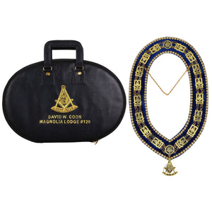 Masonic Hand Embroidered Past Master Chain Collar Case with Handle [ BLACK ] Masonic Hub