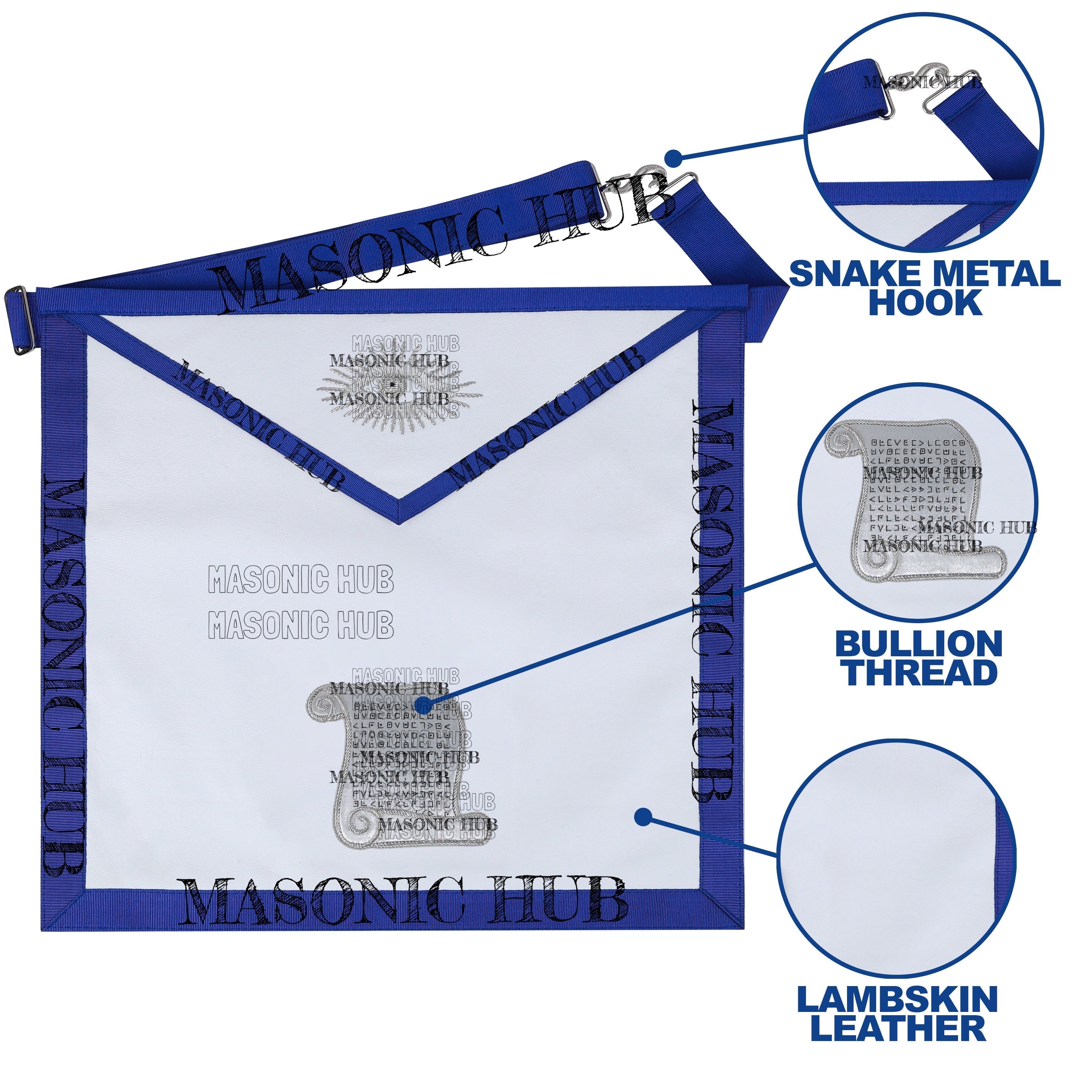 Masonic Texas Regulation Orator Officer Apron with Eye Emblem - Handcrafted My Store