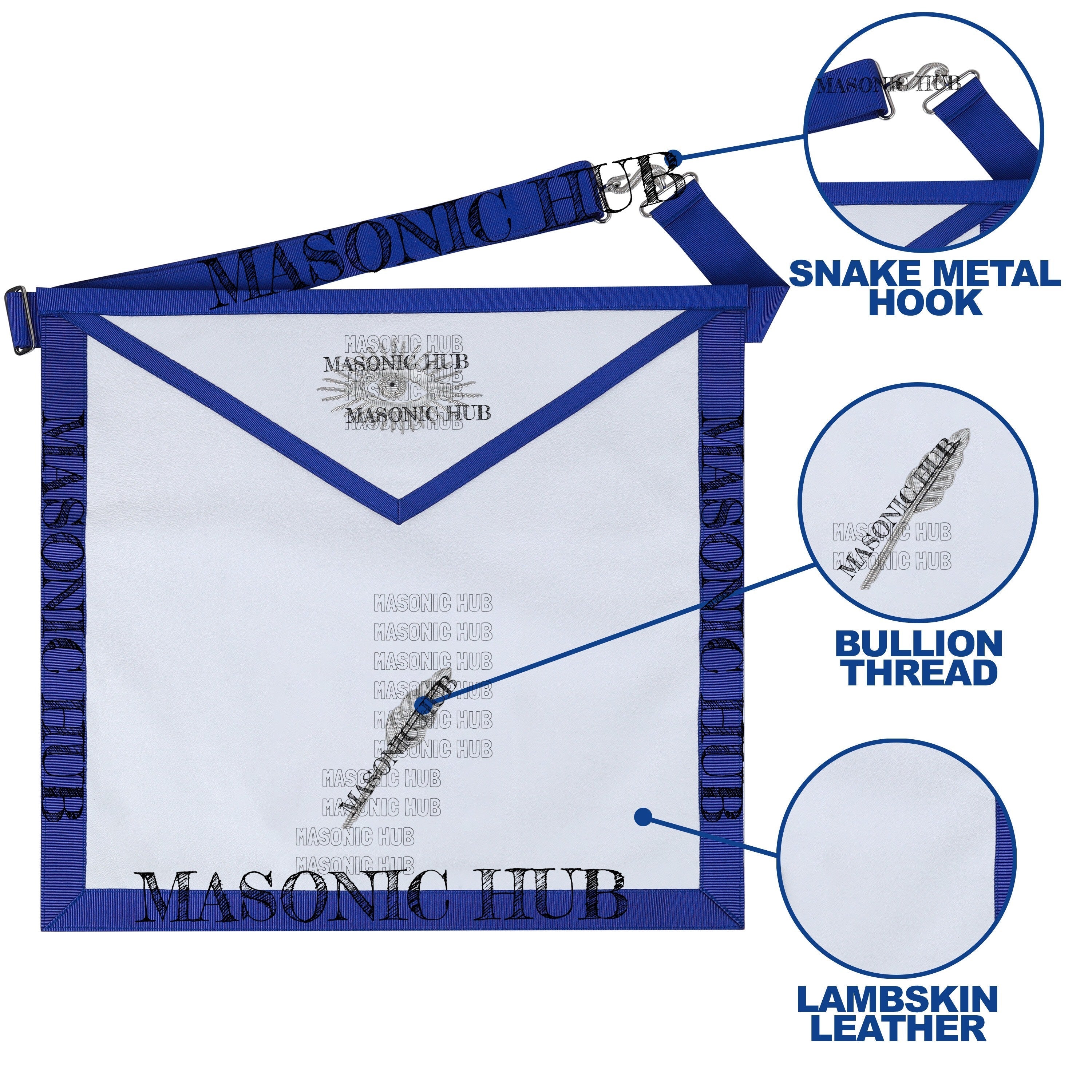 Masonic Texas Regulation Assistant Secretary Officer Apron with Eye Emblem My Store