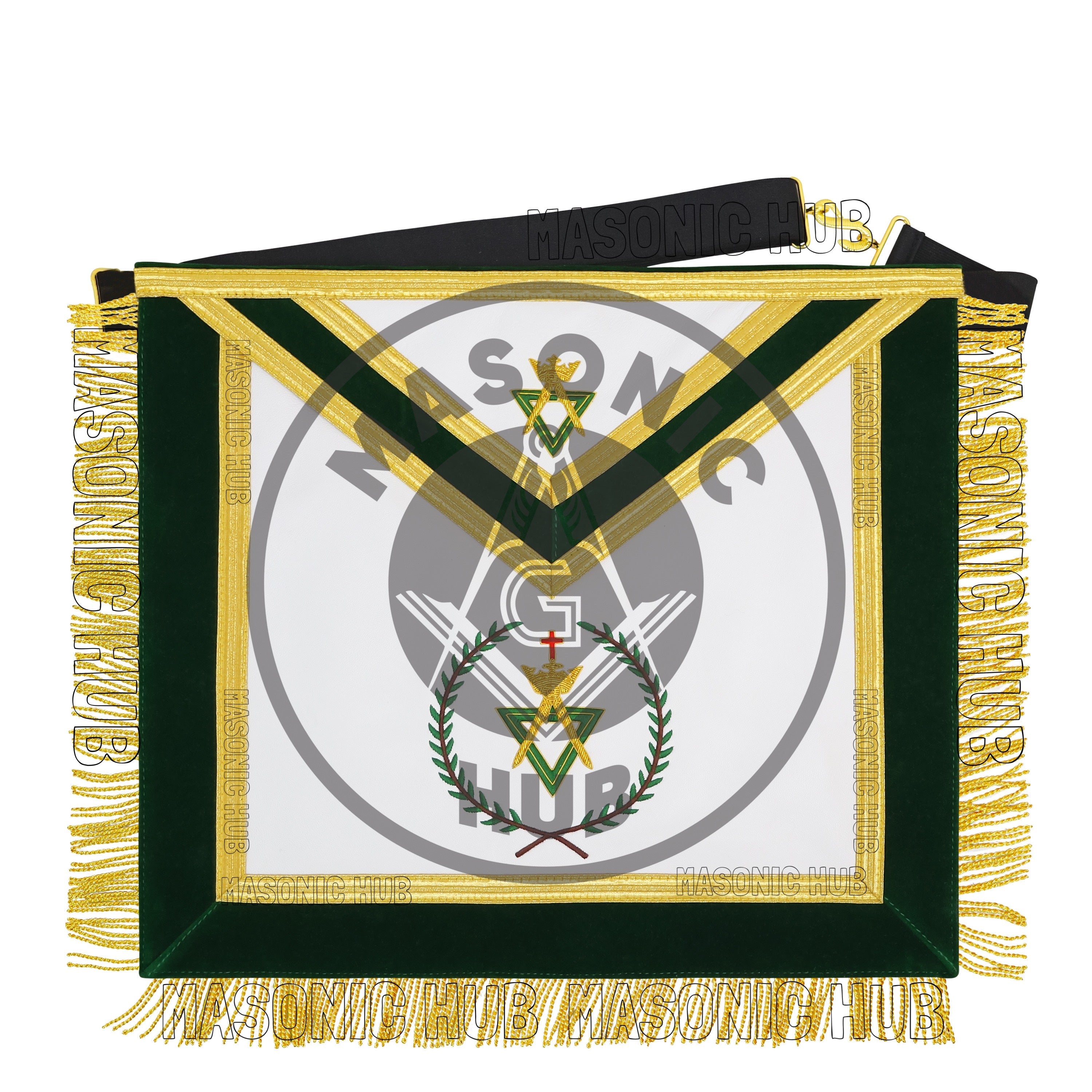 Handcrafted Allied Masonic Degrees (AMD) Sovereign Master Apron – Gold Fringe Masonic Hub