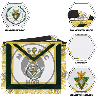 Handcrafted Allied Masonic Degrees (AMD) Sovereign Master Apron – Gold Fringe