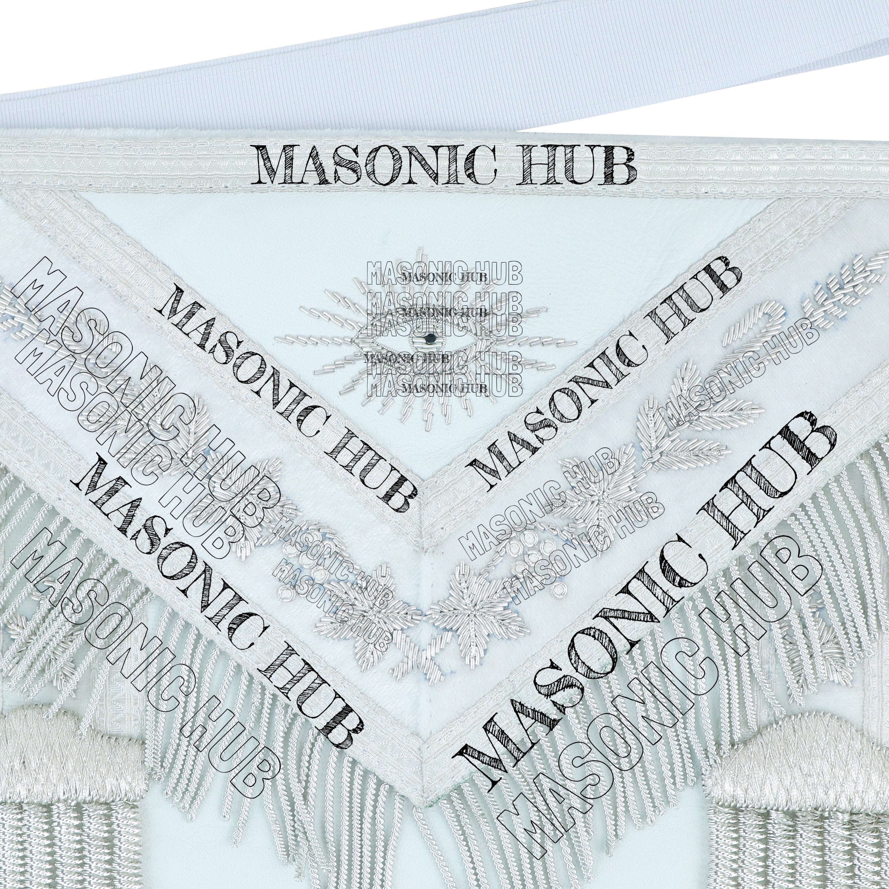 White Lambskin Masonic Past Master Apron Grapes & Veil Edge + Chain Collar Jewel My Store