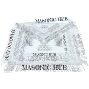 White Lambskin Masonic Past Master Apron Grapes & Veil Edge + Chain Collar Jewel My Store