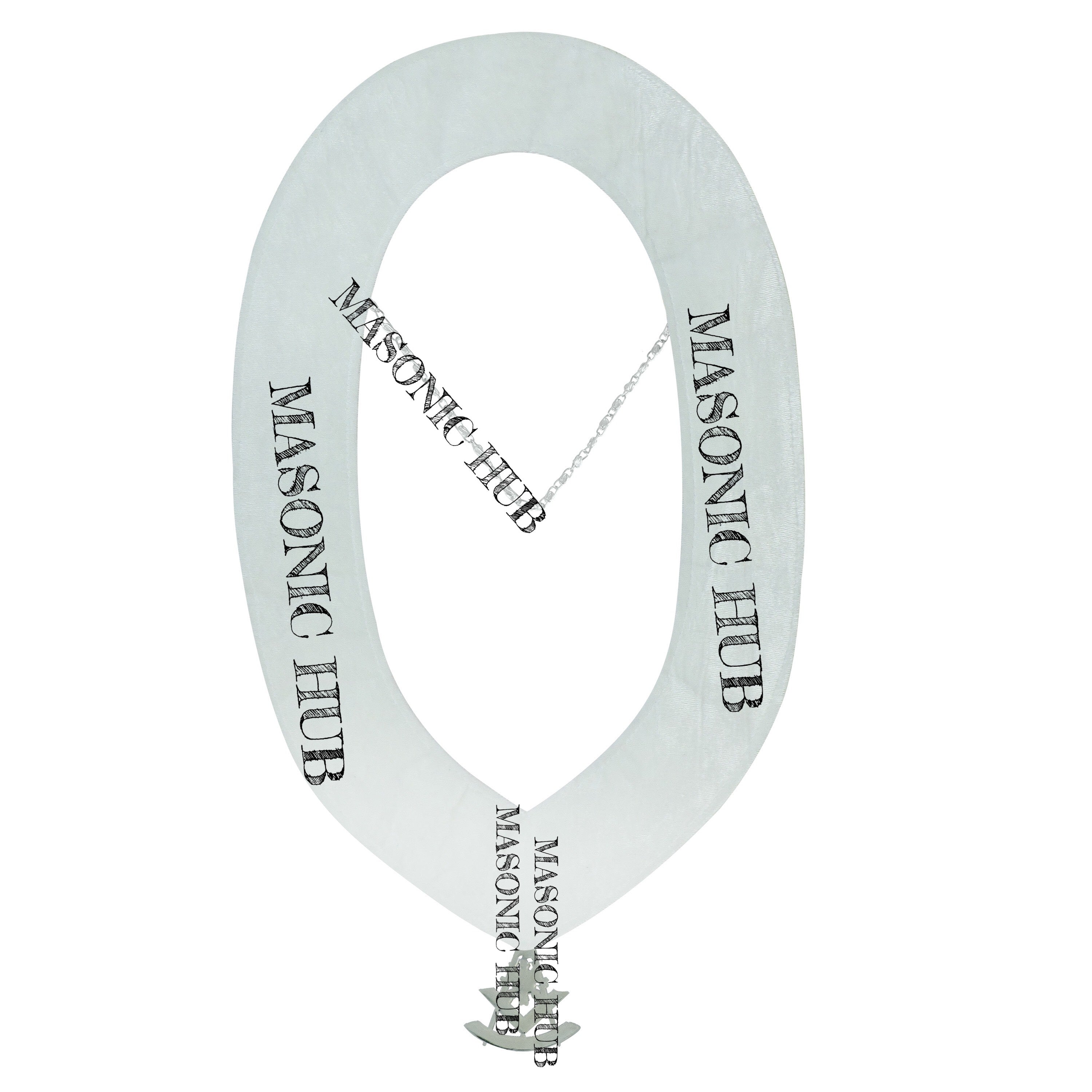 Masonic Past Master Metal Chain Collar White Backing With Rhinestones + Free Jewe Masonic Hub