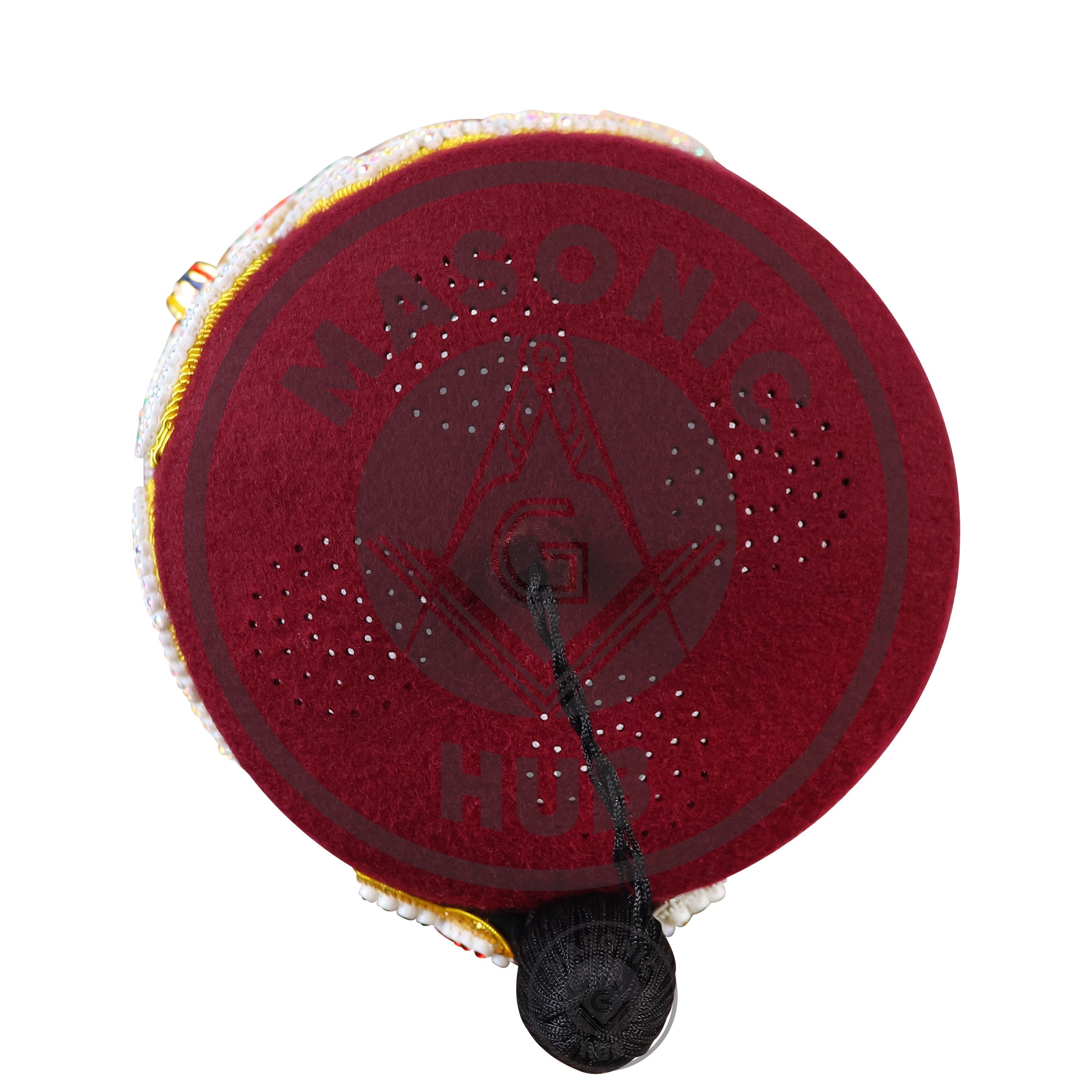 Custom Shriner Fez Hat with Rhinestone Embroidery, Bullion Underlay - Handcrafted Masonic Regalia, Freemason Fez in All Colors & Sizes Masonic Hub