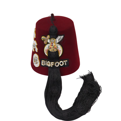 Custom Shriner Fez Hat with Rhinestone Embroidery, Bullion Underlay - Handcrafted Masonic Regalia, Freemason Fez in All Colors & Sizes