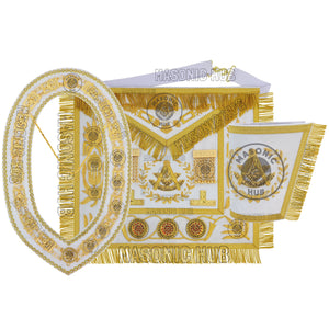 Masonic Regalia Grand Lodge Past Master 100% Lambskin Apron With Collar & Cuff Masonic Hub