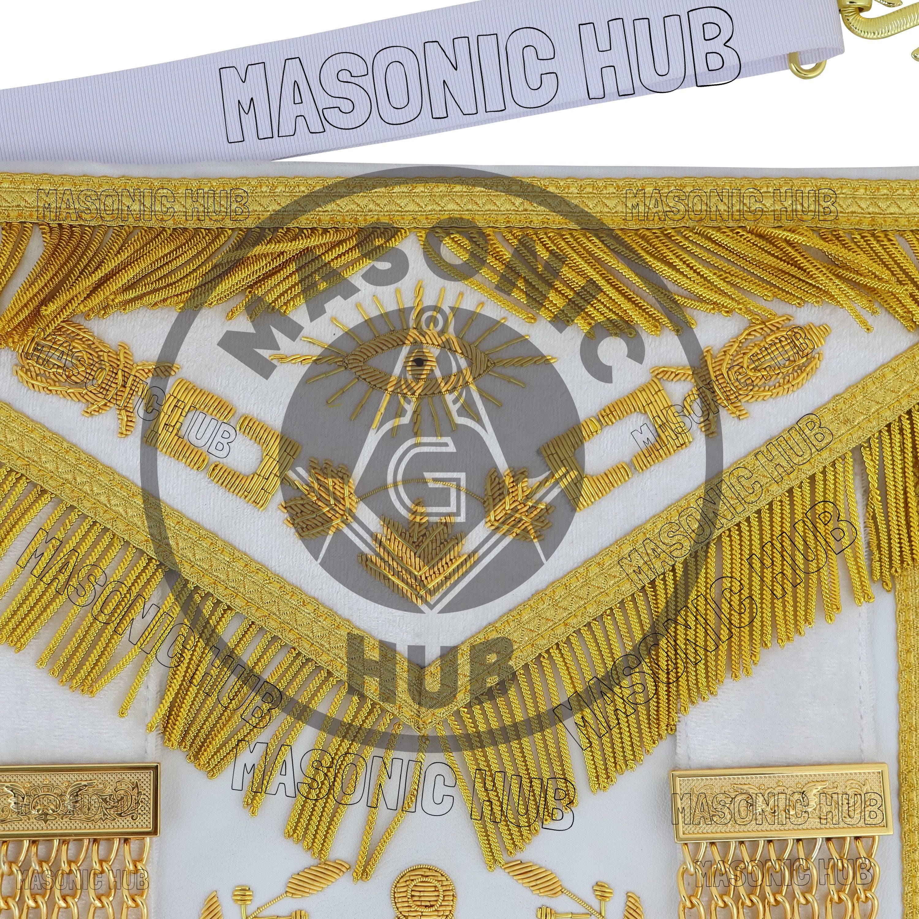 Masonic Regalia Grand Lodge Past Master 100% Lambskin Apron With Collar & Cuff Masonic Hub