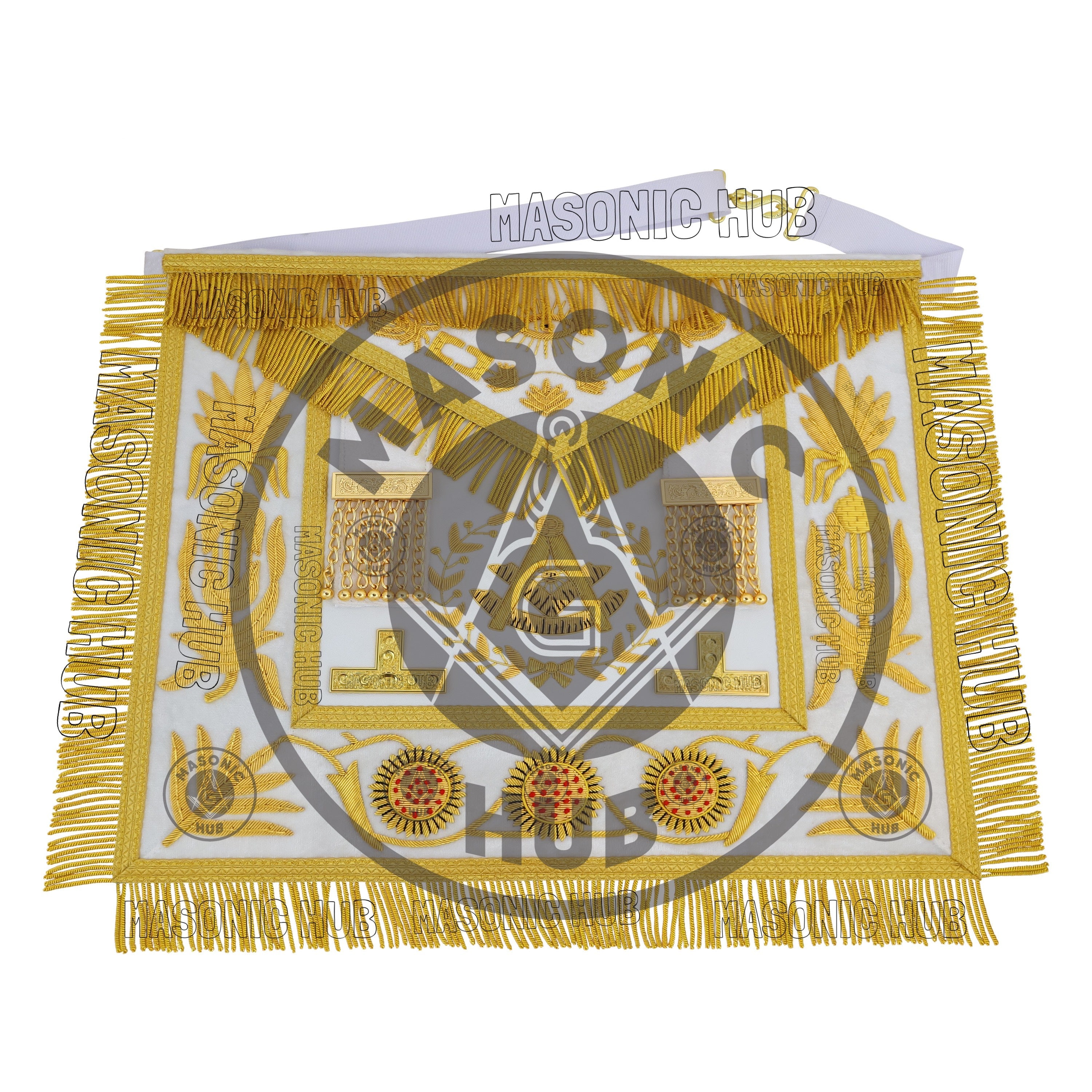Masonic Regalia Grand Lodge Past Master 100% Lambskin Apron With Collar & Cuff Masonic Hub