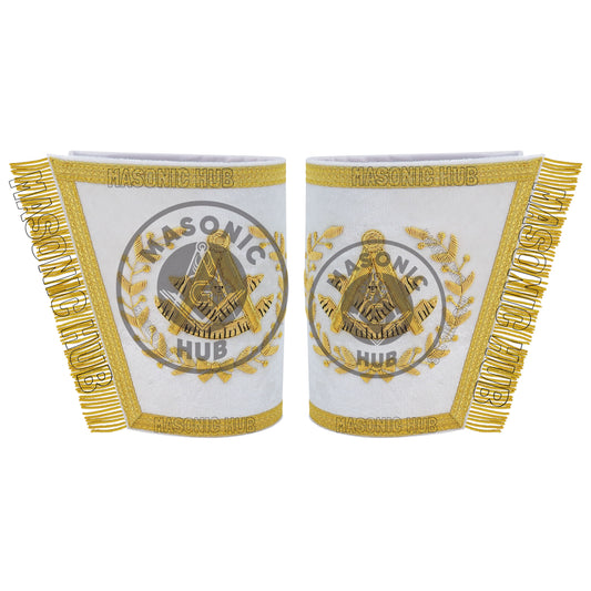 Handcrafted Masonic Regalia Grand Lodge Past Master Gauntlets Embroidered Gold