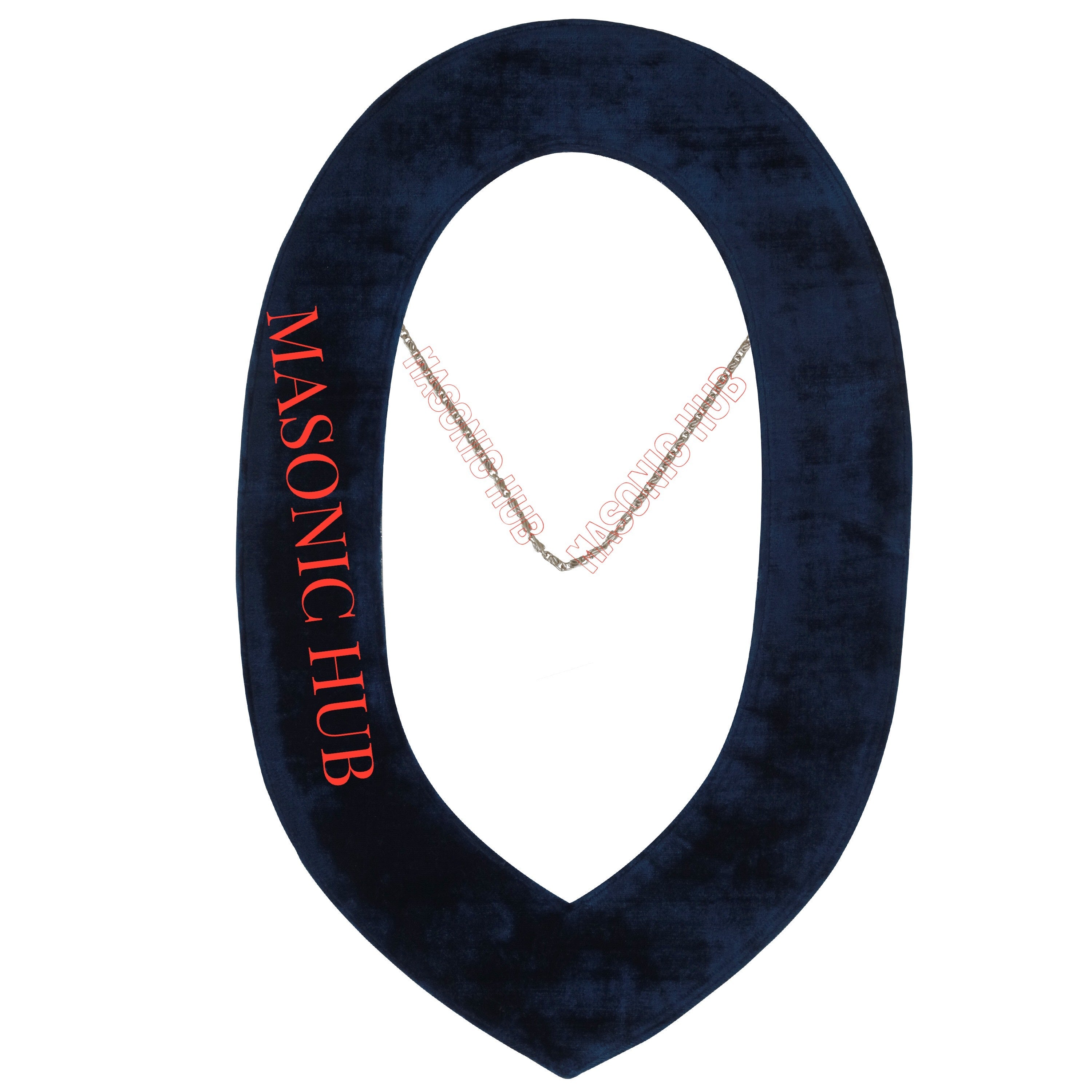 Masonic Blue Lodge Working Tools Blue Backing Chain Collar with Rhinestone Masonic Hub