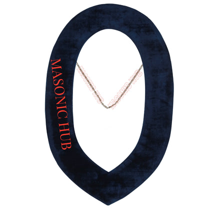 Masonic Blue Lodge Working Tools Blue Backing Chain Collar with Rhinestone